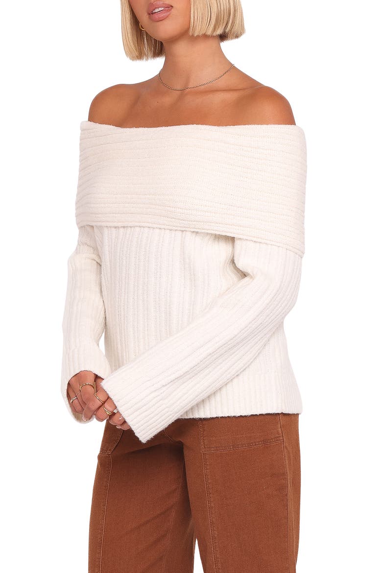 Kenny Off the Shoulder Rib Sweater, Alternate, color, CREAM