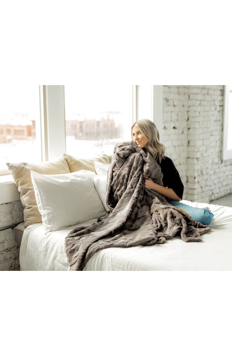 Minky Couture Sorbet Charcoal Blanket, Main, color, Gray