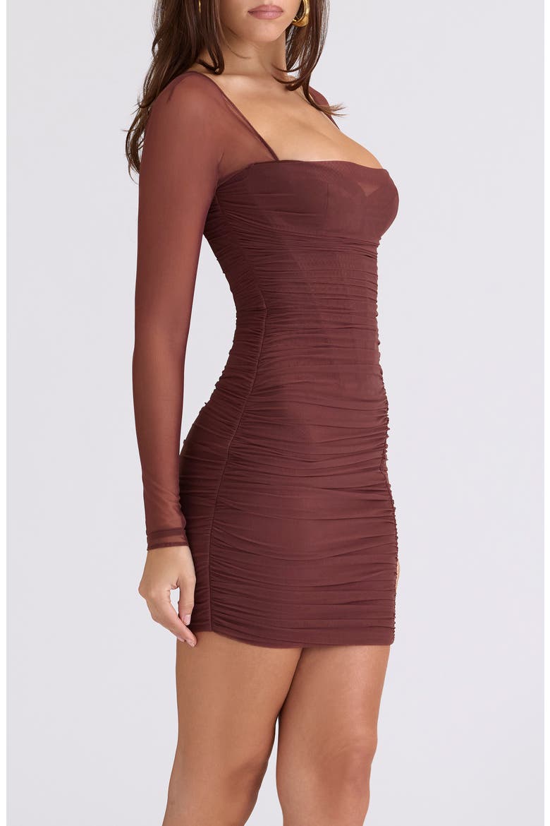 Anouk Long Sleeve Mesh Body-Con Minidress, Alternate, color, MOCHA