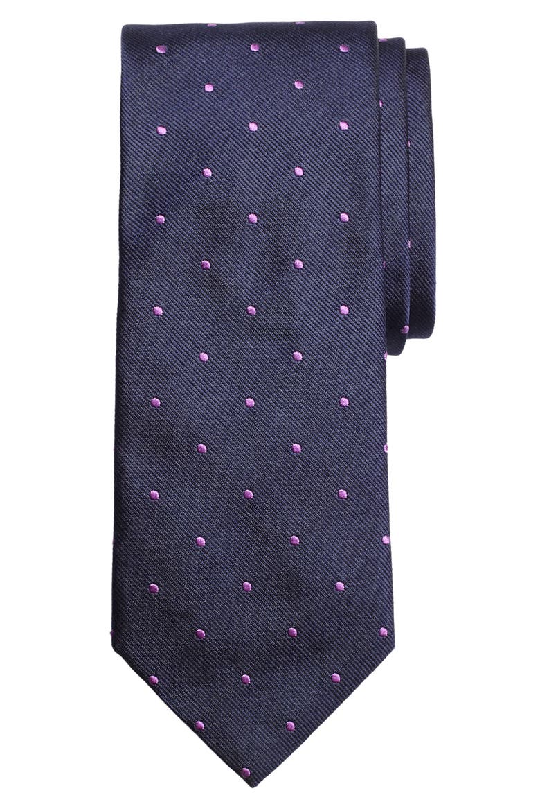 Small Dot Silk Tie, Main, color, PURPLE