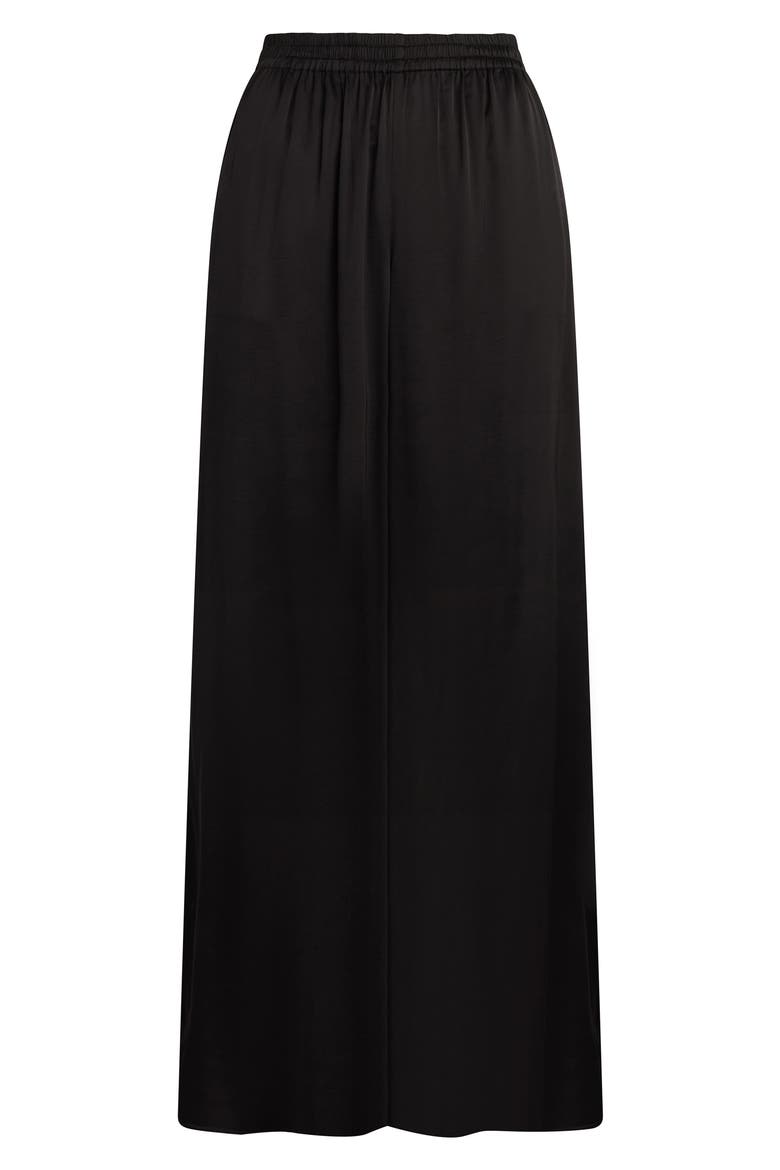 Tribeca Wide Leg Satin Pants, Alternate, color, BLACK