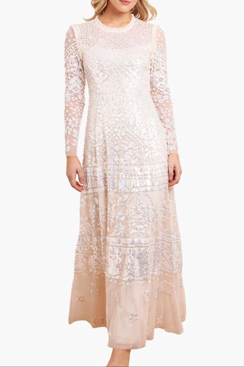 Aurora Long Sleeve Round Neck Gown