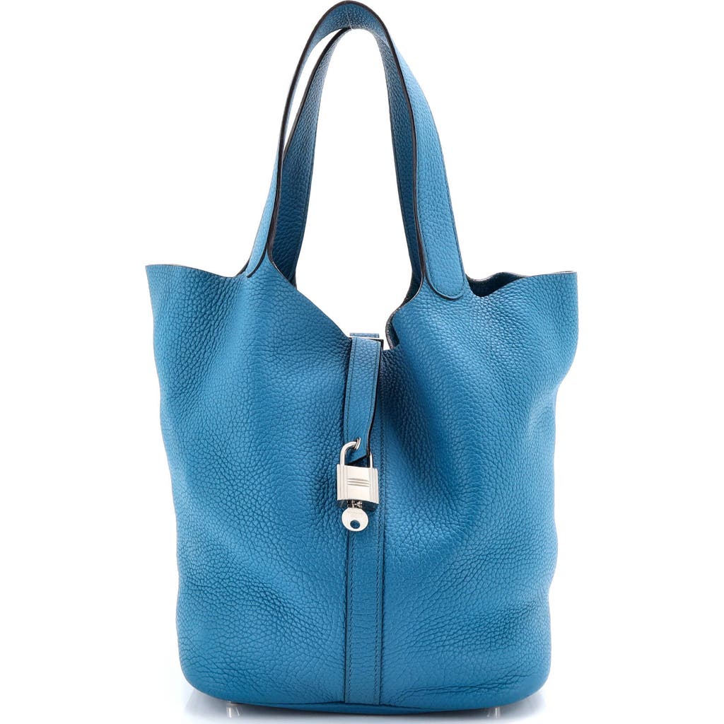 Pre-owned Hermes Hermes Picotin Lock Bag Clemence Gm In Blue