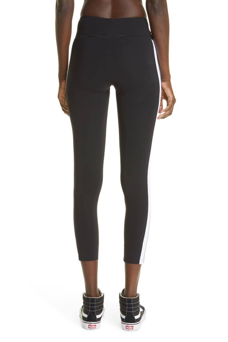 Logo Stripe Leggings, Alternate, color, BLACK WHITE