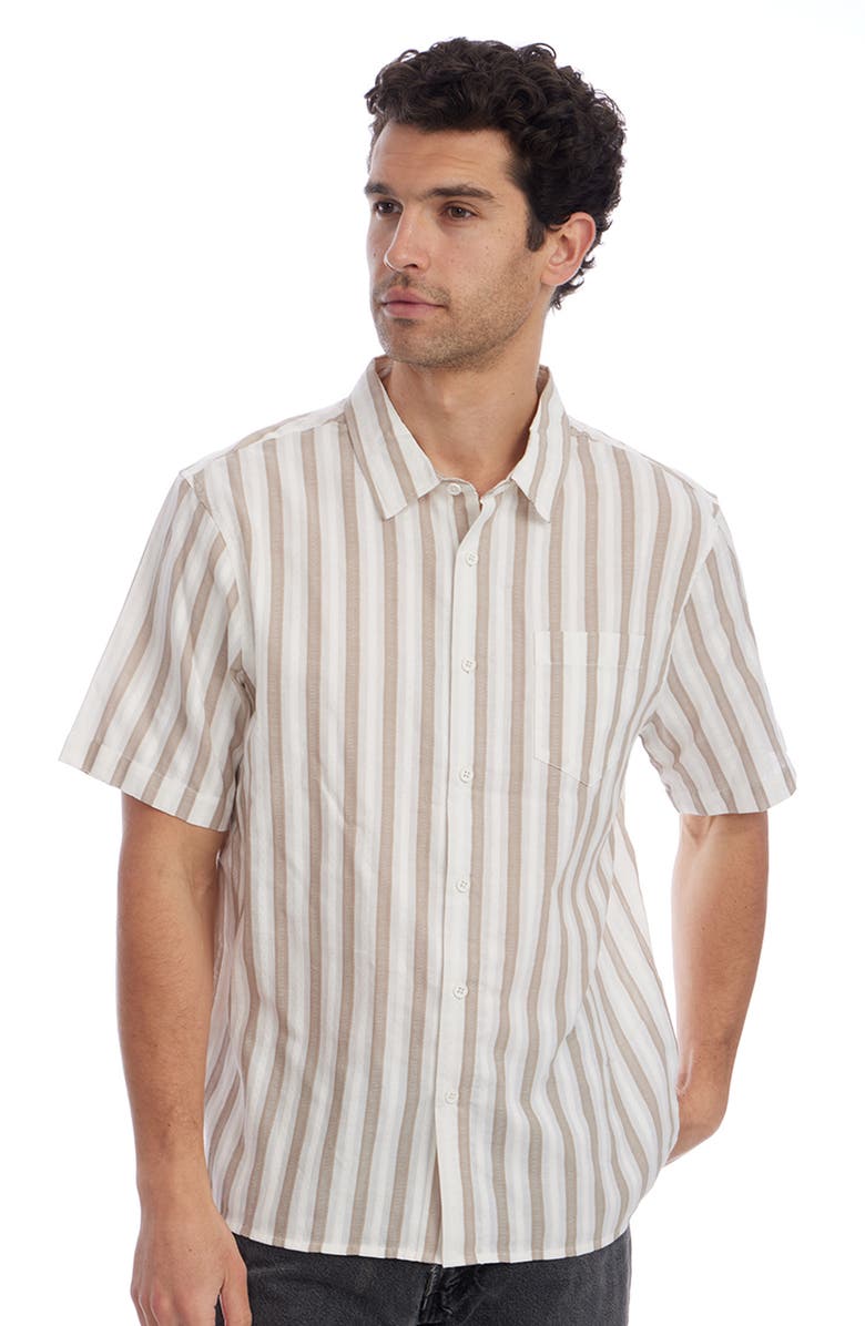 PX Stripe Jacquard Short Sleeve Cotton Button-Up Shirt, Alternate, color, 