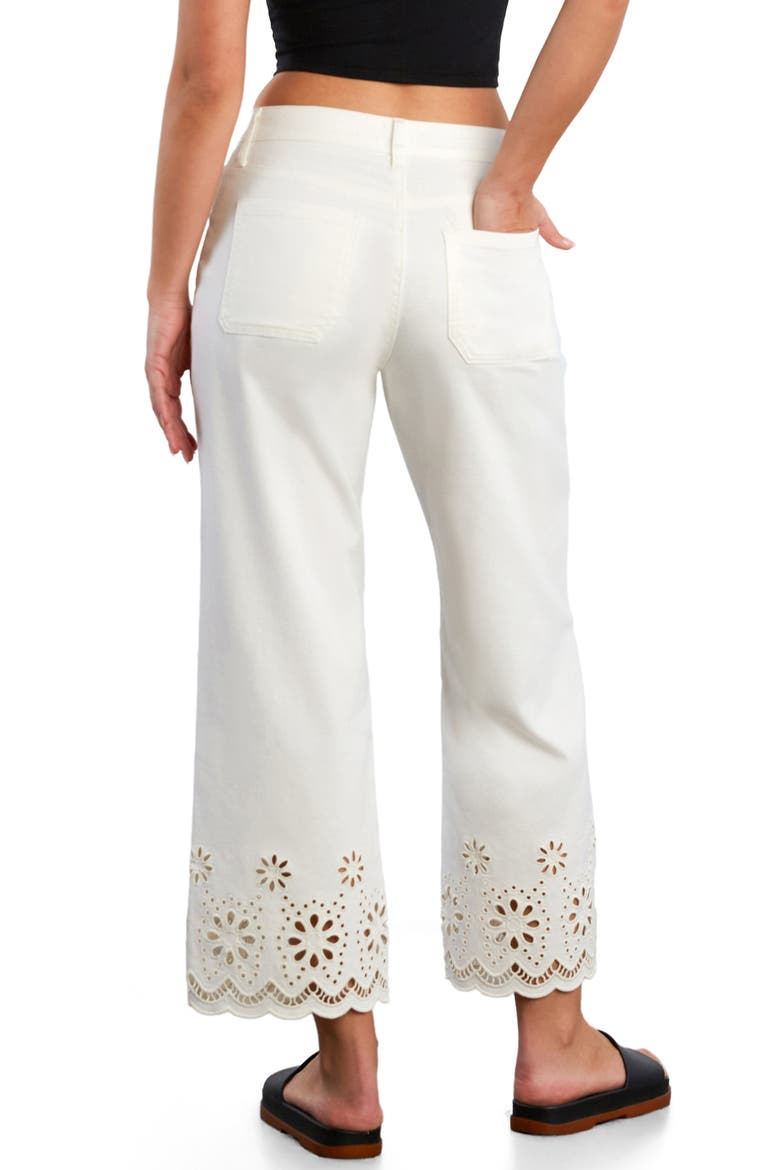 Eyelet Ankle Wide Leg Jeans, Alternate, color, BRIGHT WHITE