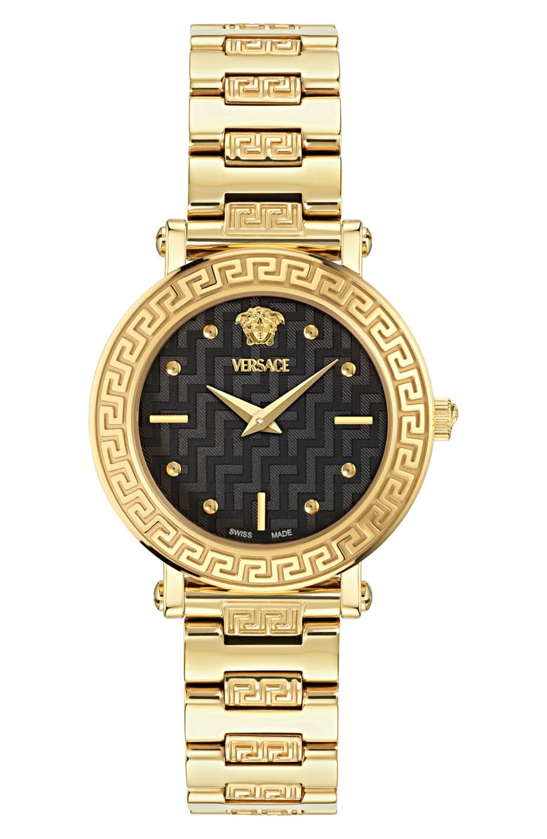 Versace Greca Sphere Petite Bracelet Watch, 30mm, Main, color, Yellow Gold