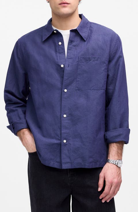 Stripe Linen & Cotton Button-Up Shirt