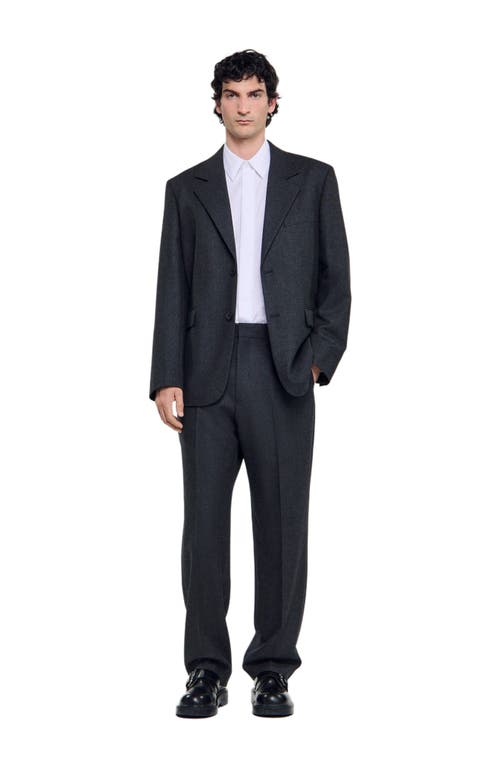 Sandro Wool Suit Jacket In Gray