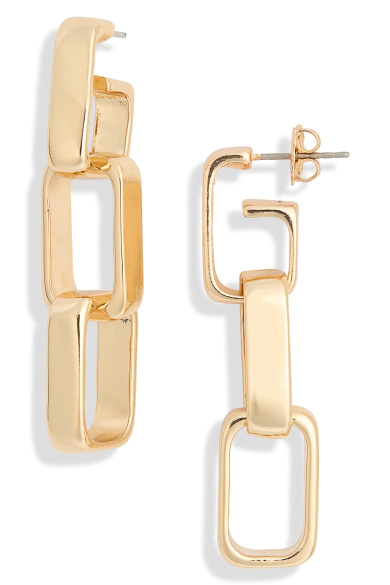 Chain Link Drop Earrings, Main, color, GOLD