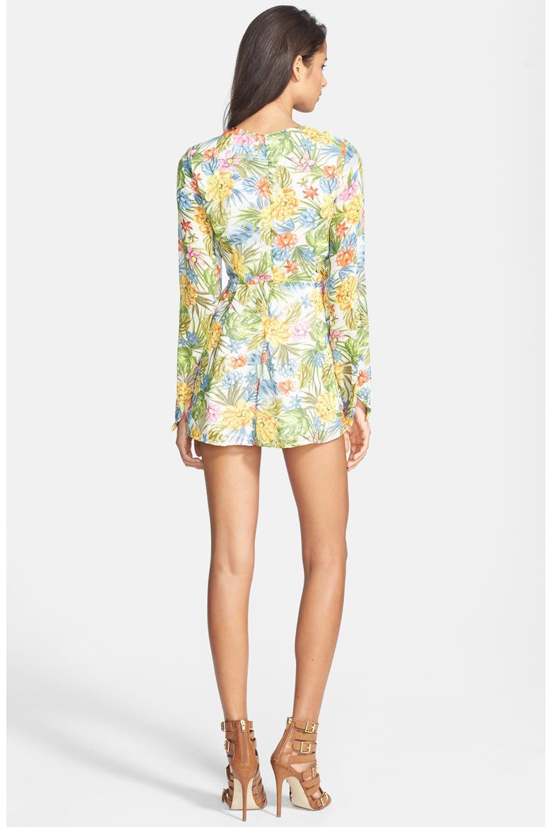 Surplice Long Sleeve Romper, Alternate, color, MAI TAI