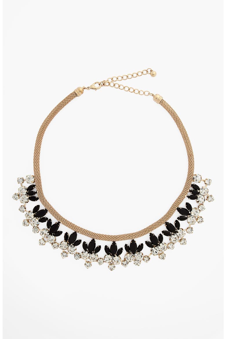Couture Floral Statement Necklace, Main, color, BLACK AND GOLD