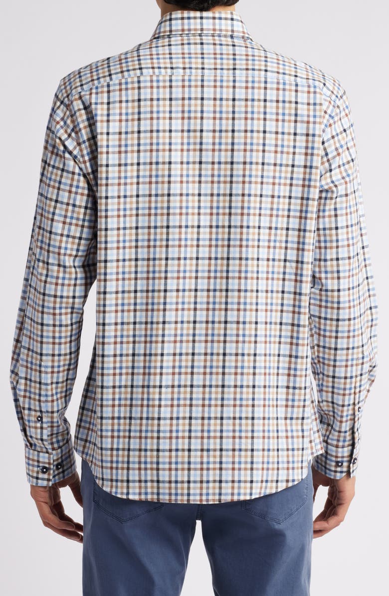 Brax Daniel Check Flannel Button-Down Shirt, Alternate, color, 22-Dark Navy