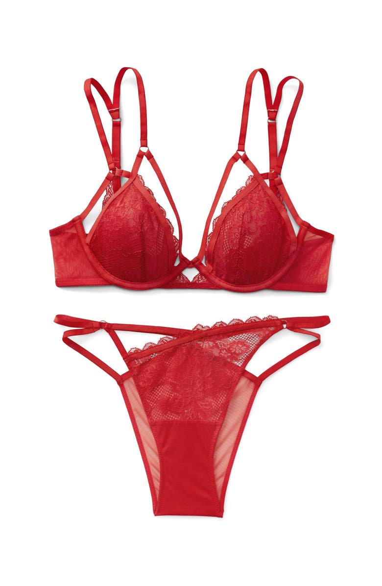 Adore Me Vianna Unlined Plunge Bra, Alternate, color, Dark Red