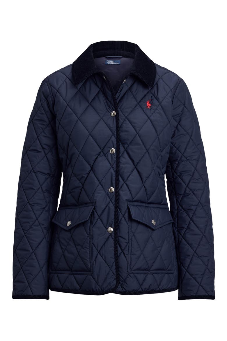 Corduroy Collar Quilted Barn Jacket, Alternate, color, RL NAVY