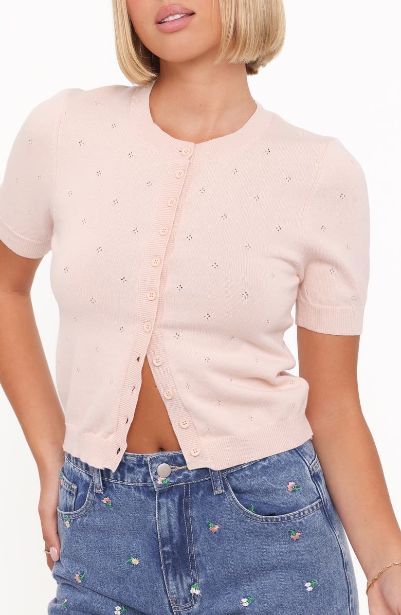 Petal & Pup Monae Pointelle Knit Button-Up Top, Alternate, color, Pink
