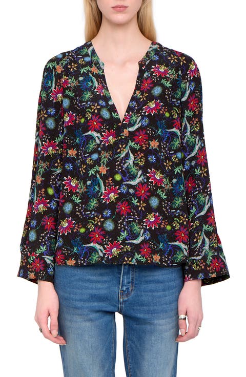 Torny Virgin Garden Print Split Neck Top