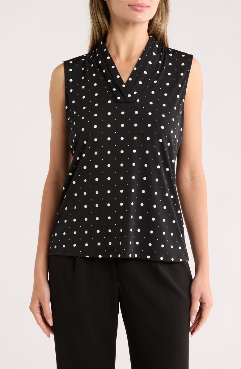 T Tahari Pleated Neck Sleeveless Top, Main, color,