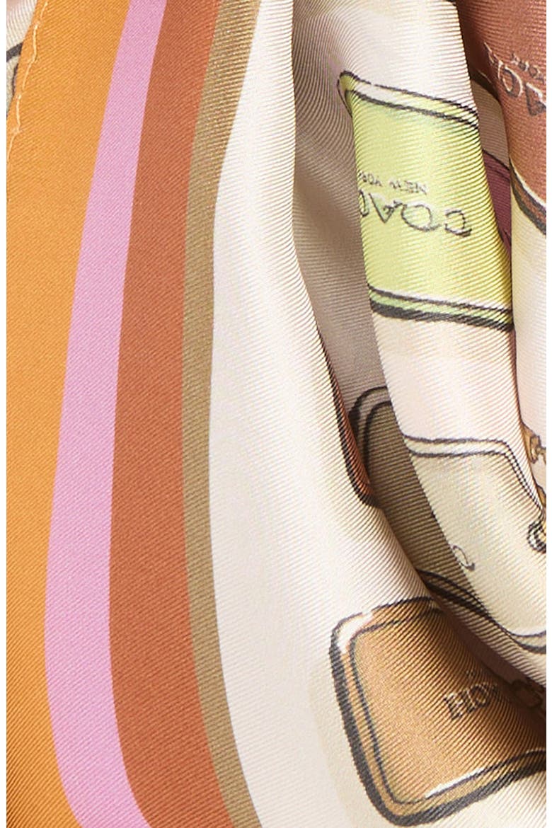 Hangtag Print Silk Square Scarf, Alternate, color, HONEY BROWN/ MULTI
