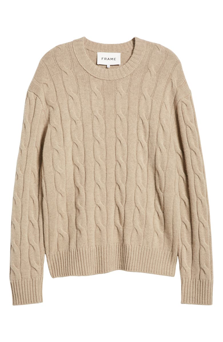FRAME Cable Knit Crewneck Cashmere Sweater, Main, color, 