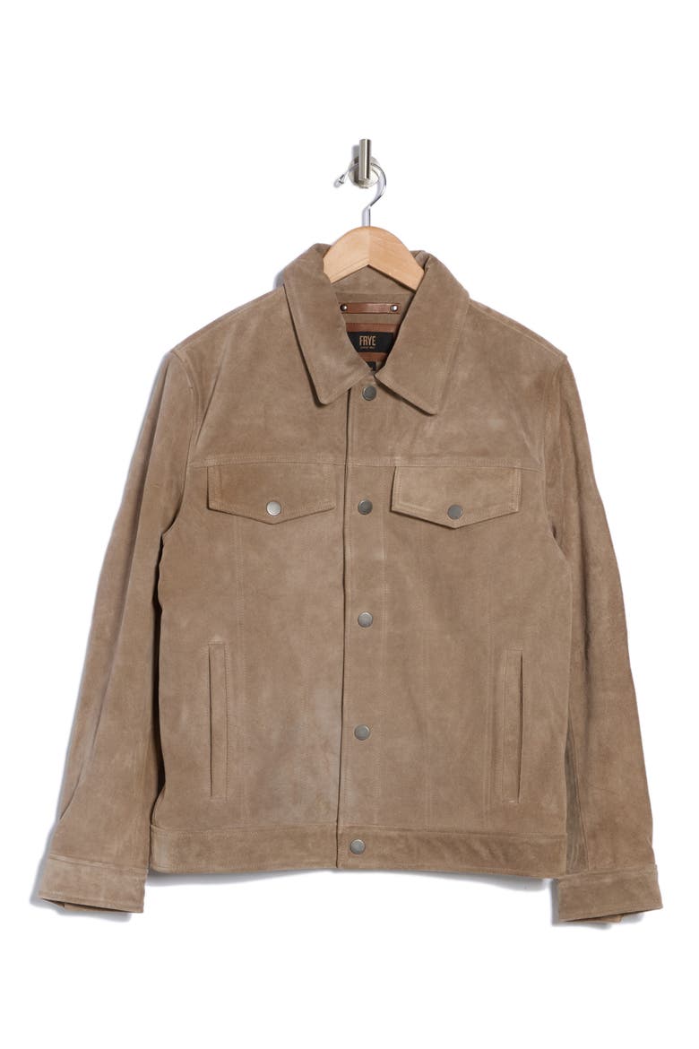 Leather Trucker Jacket, Alternate, color, TAUPE