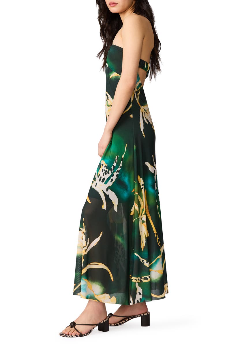 Steve Madden Strada Print Halter Maxi Dress, Alternate, color, Golden Palm