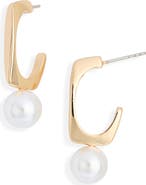 NORDSTROM RACK Freshwater Pearl Drop Hoop Earrings