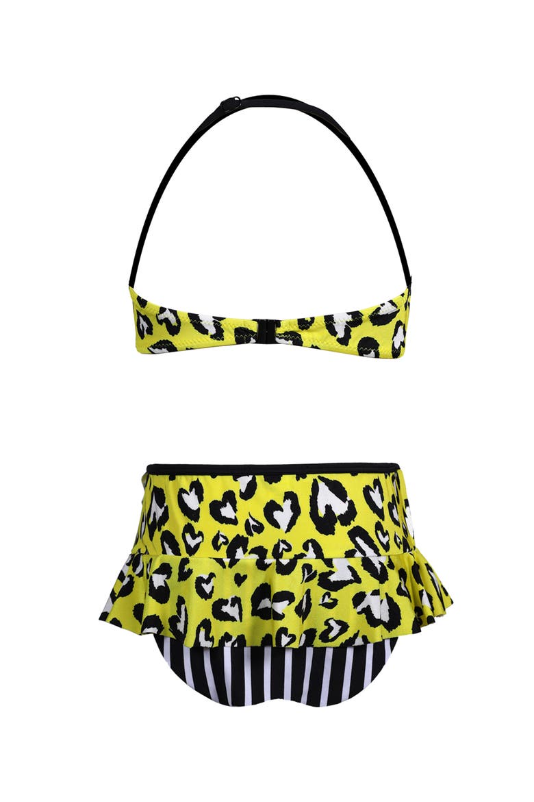 Kids' Heart Print Halter Neck Two Piece Bikini, Alternate, color, Yellow