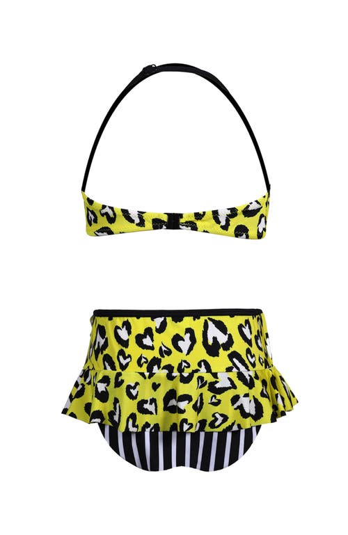 Nessi Byrd Kids' Heart Print Halter Neck Two Piece Bikini In Yellow