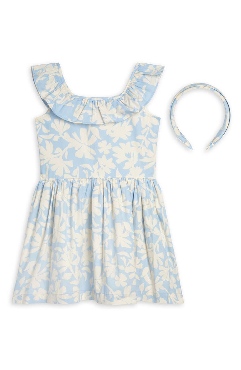 Scotch & Soda Kids' Print Dress & Headband Set, Alternate, color, Skyway