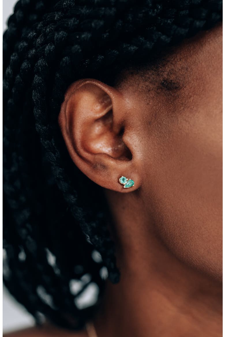 Cléo Jumelle Stud Earrings, Alternate, color, GREEN