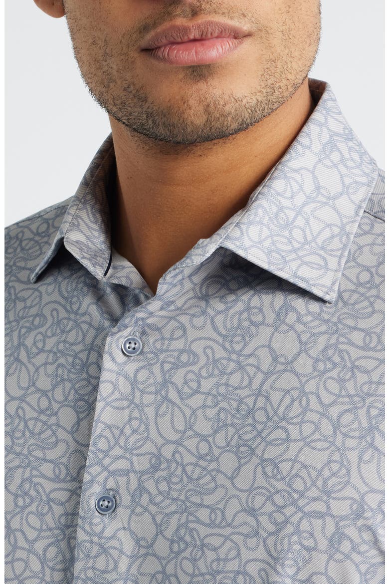 James OoohCotton® Serpentine String Print Twill Button-Up Shirt, Alternate, color, PLATINUM