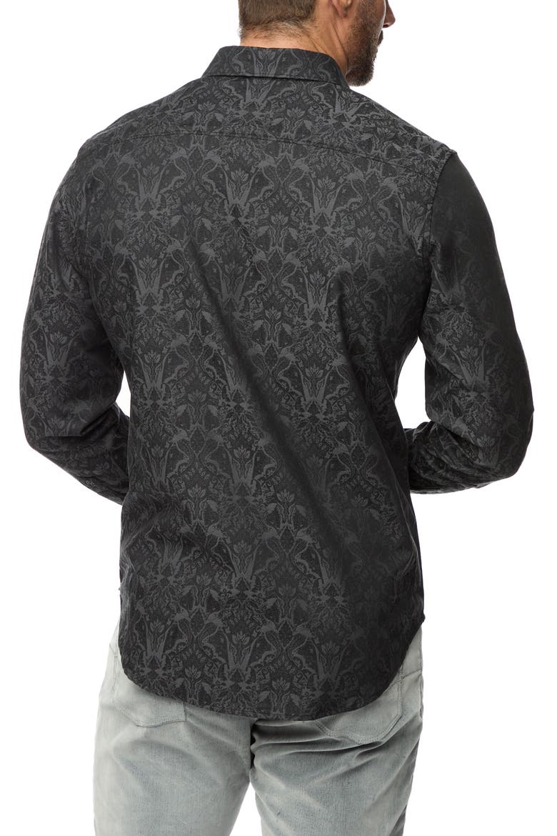 Highland Classic Fit Tapestry Print Cotton Button-Up Shirt, Alternate, color, CHARCOAL