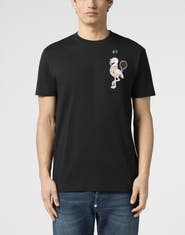 PHILIPP PLEIN Round Neck T-Shirt Tennis Flamingo Patch Men