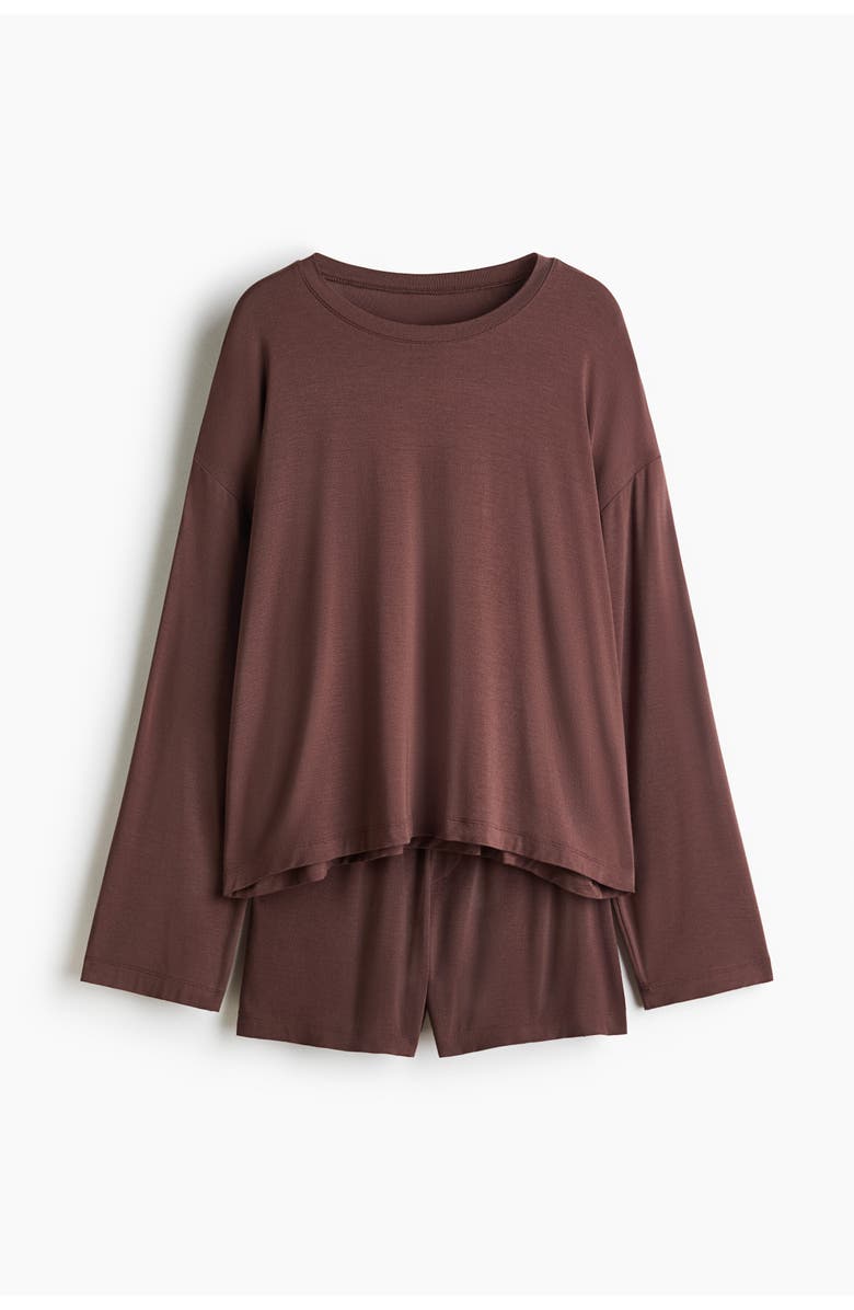 H&M Modal Pyjamas, Main, color, Dark Brown