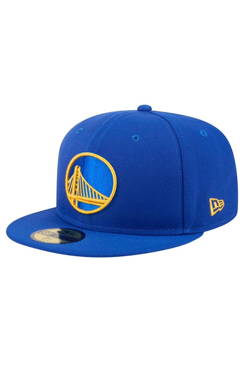 Men's New Era Royal Golden State Warriors Throwback Pennant 59FIFTY Fitted Hat, Alternate, color, Royal