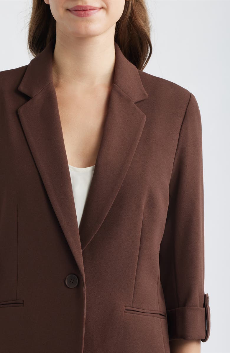 AK ANNE KLEIN Roll-Tab Sleeve Jacket, Alternate, color, Dark Chocolate