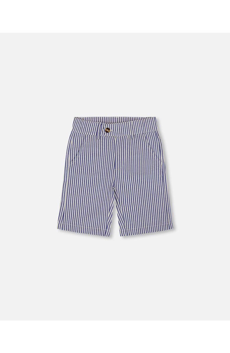 Deux par Deux Boy's Slant Pocket Bermuda Shorts Royal Blue Striped, Main, color, 