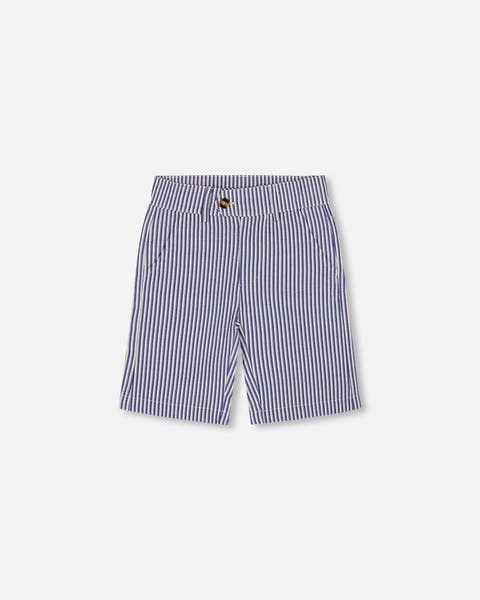 Boy's Slant Pocket Bermuda Shorts Royal Blue Striped