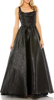 Mac Duggal Metallic Pleated Bodice Ballgown