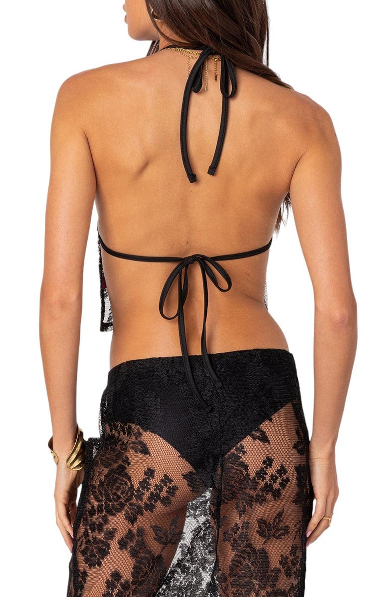 EDIKTED Bess Lace Halter Top, Alternate, color, Black