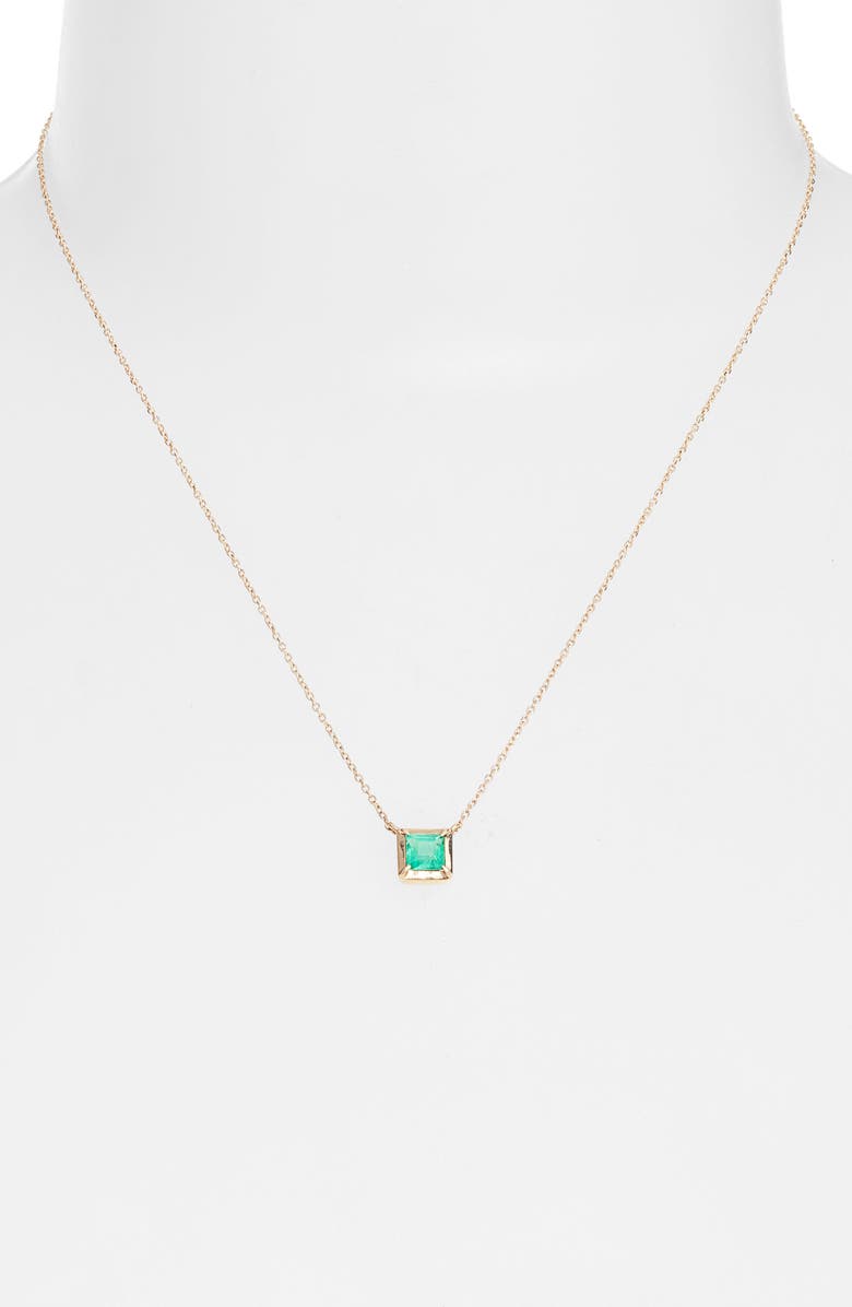 Anzie Cléo Melia Carre Green Onyx Pendant Necklace, Alternate, color, Green Gold