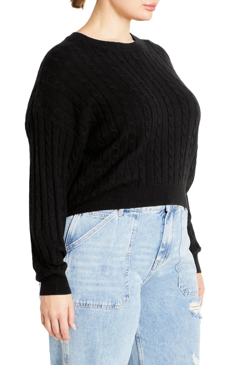 City Chic Kenia Cable Sweater, Alternate, color, 