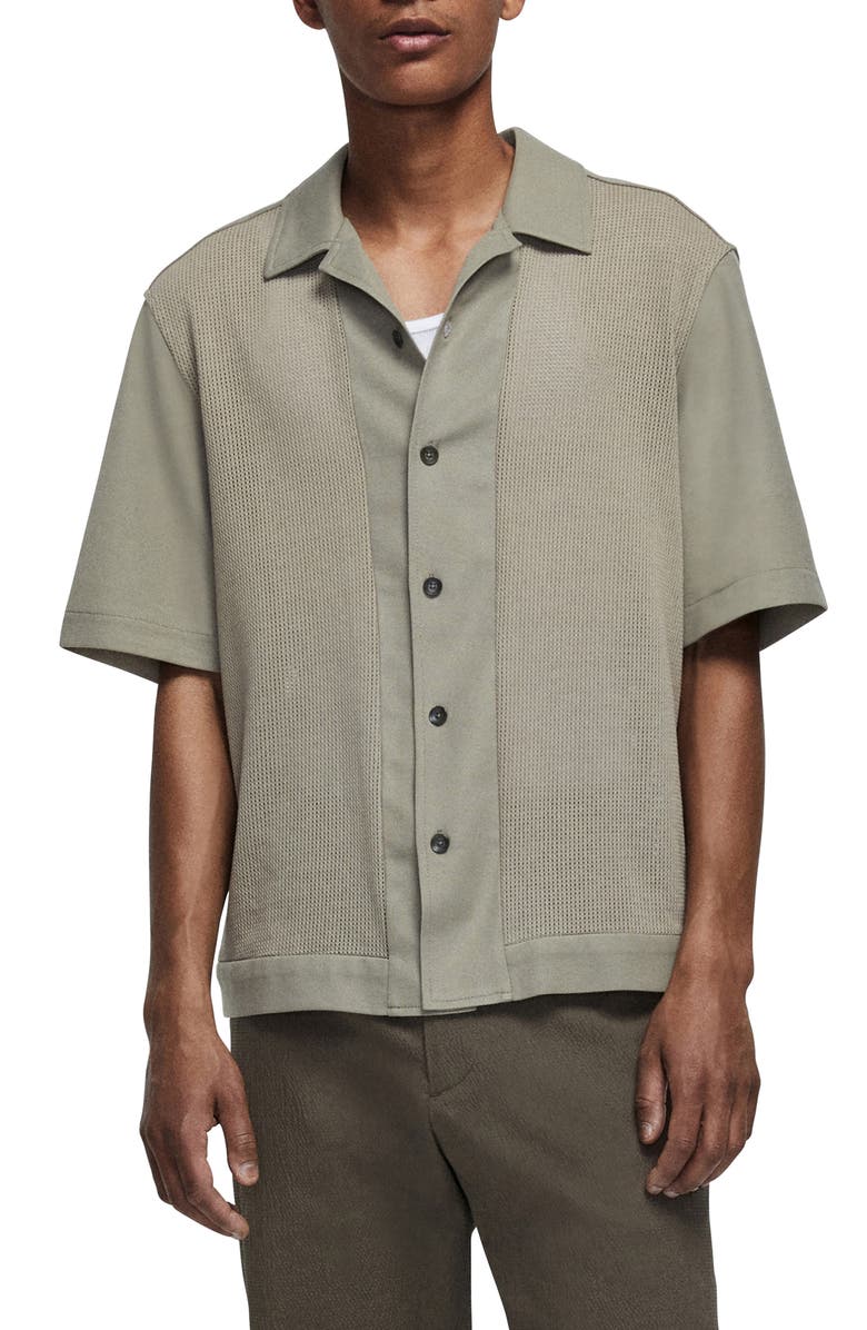 rag & bone Avery Short Sleeve Cotton Mesh Button-Up Shirt, Main, color, 