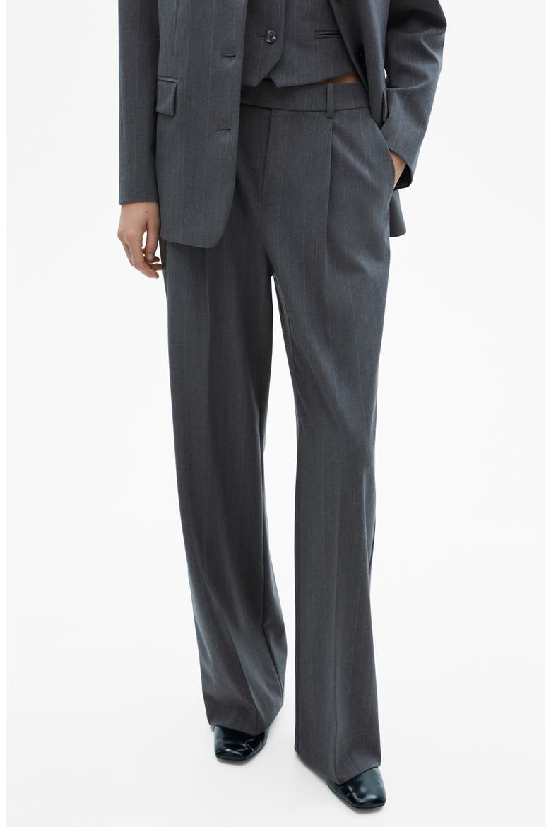 Pinstripe Pleat Front Pants, Main, color, GREY
