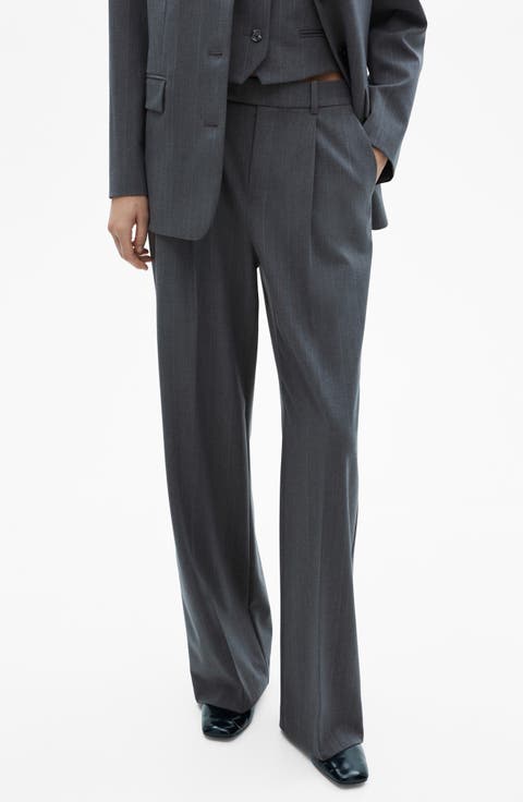 Pinstripe Pleat Front Pants (Regular & Plus)