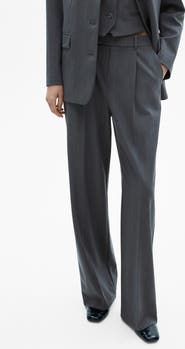 MANGO Pinstripe Pleat Front Pants