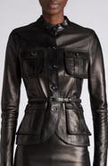 TOM FORD Arc Croc Embossed Leather Belt