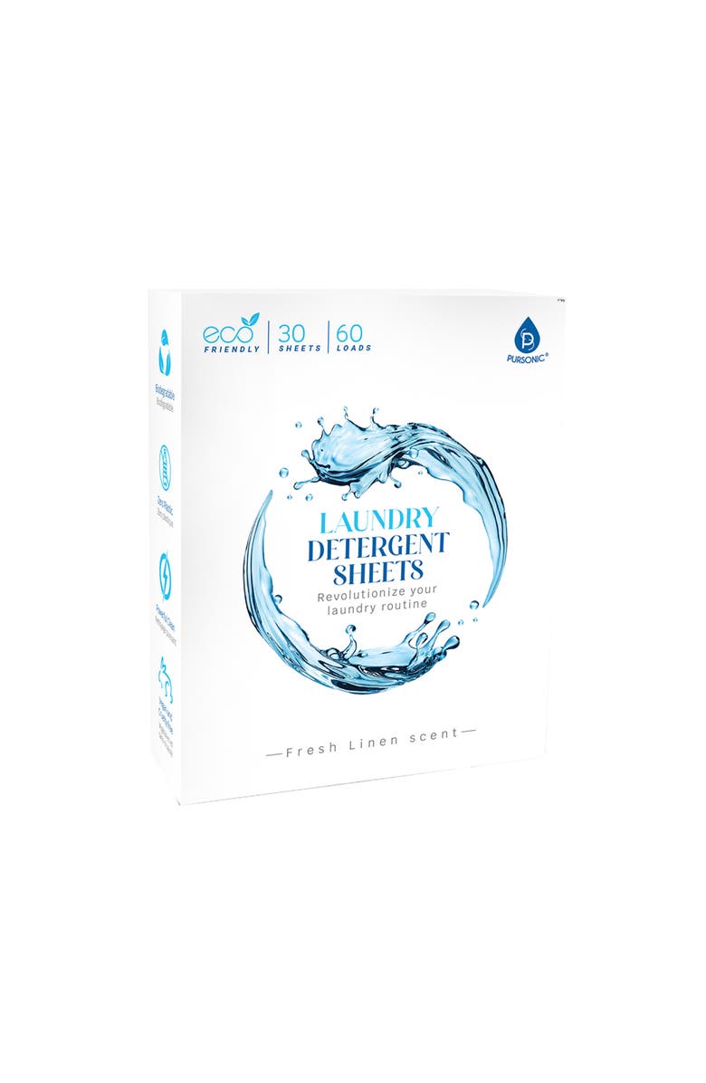 PURSONIC Natural Laundry Detergent Sheets – Fresh Linen Scent, Main, color, White