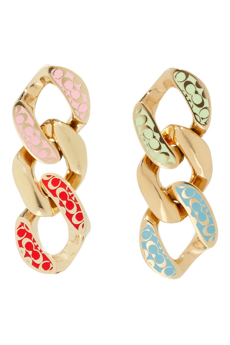 Logo Quilt Mistmatched Link Earrings, Main, color, MULTI